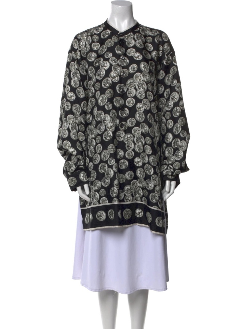 Dolce Gabbana Roman Coin Silk Printed Tunic  IT40